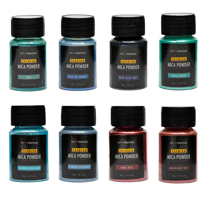 Starbond Red, Green & Blue Mica Powder Pigment Set of 24 Colours 10g