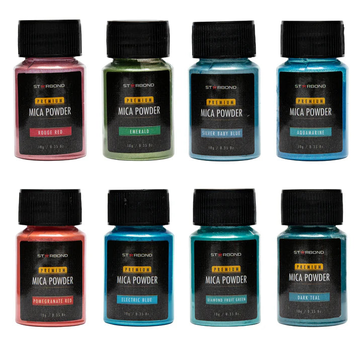 Starbond Red, Green & Blue Mica Powder Pigment Set of 24 Colours 10g