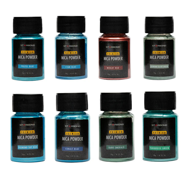 Starbond Red, Green & Blue Mica Powder Pigment Set of 24 Colours 10g