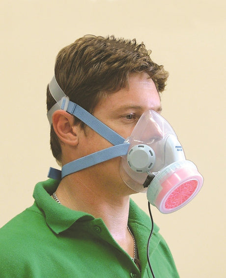 Half-Face Respirator Dust Mask Battery Powered Set with Filters and Storage Case