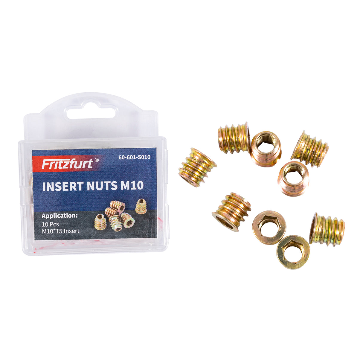 Fritzfurt Threaded Insert Nuts M10 Pack of 10