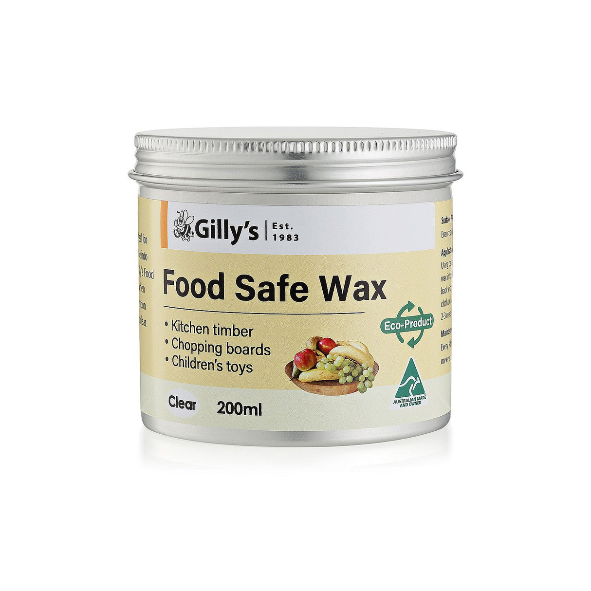 Gilly's Food Safe Wax Suits Chopping Boards & Children's Toys 200mL