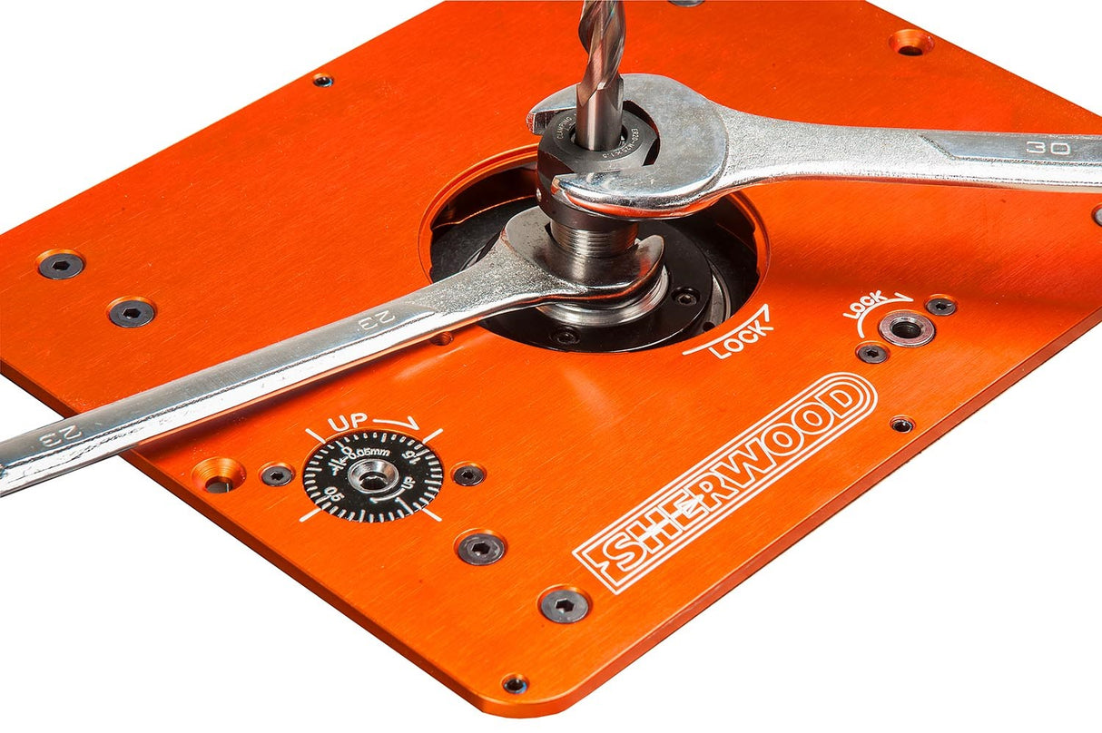 Sherwood Router Lift & Mounting Plate for Round Body Router Motors