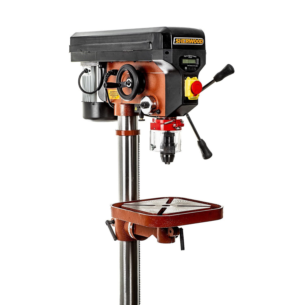 Sherwood Variable Speed Pedestal Drill Press 750W Floor Standing Keyless Chuck