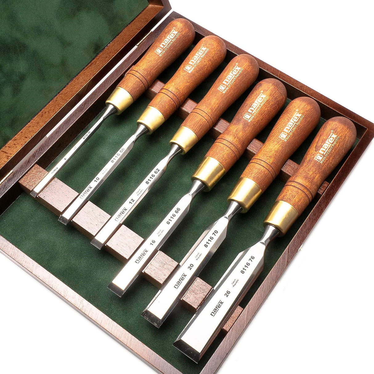 Narex Set of 6 Premium Bevel Edge Cabinet Chisels in Wooden Case