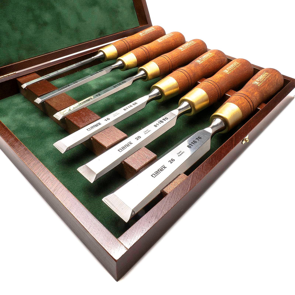 Narex Set of 6 Premium Bevel Edge Cabinet Chisels in Wooden Case