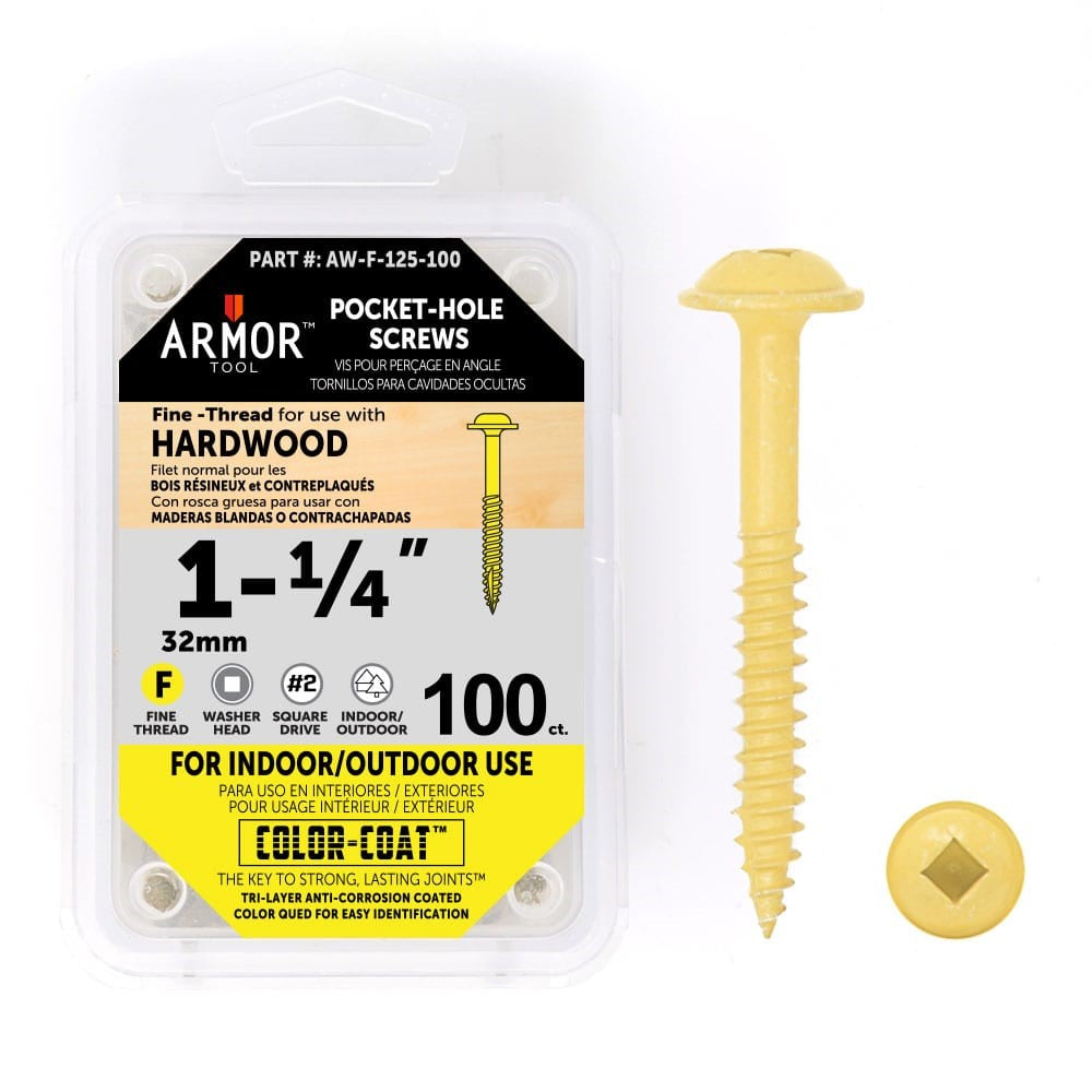 Armor Tool Pocket Hole Screws 32mm Fine Thread 100pk