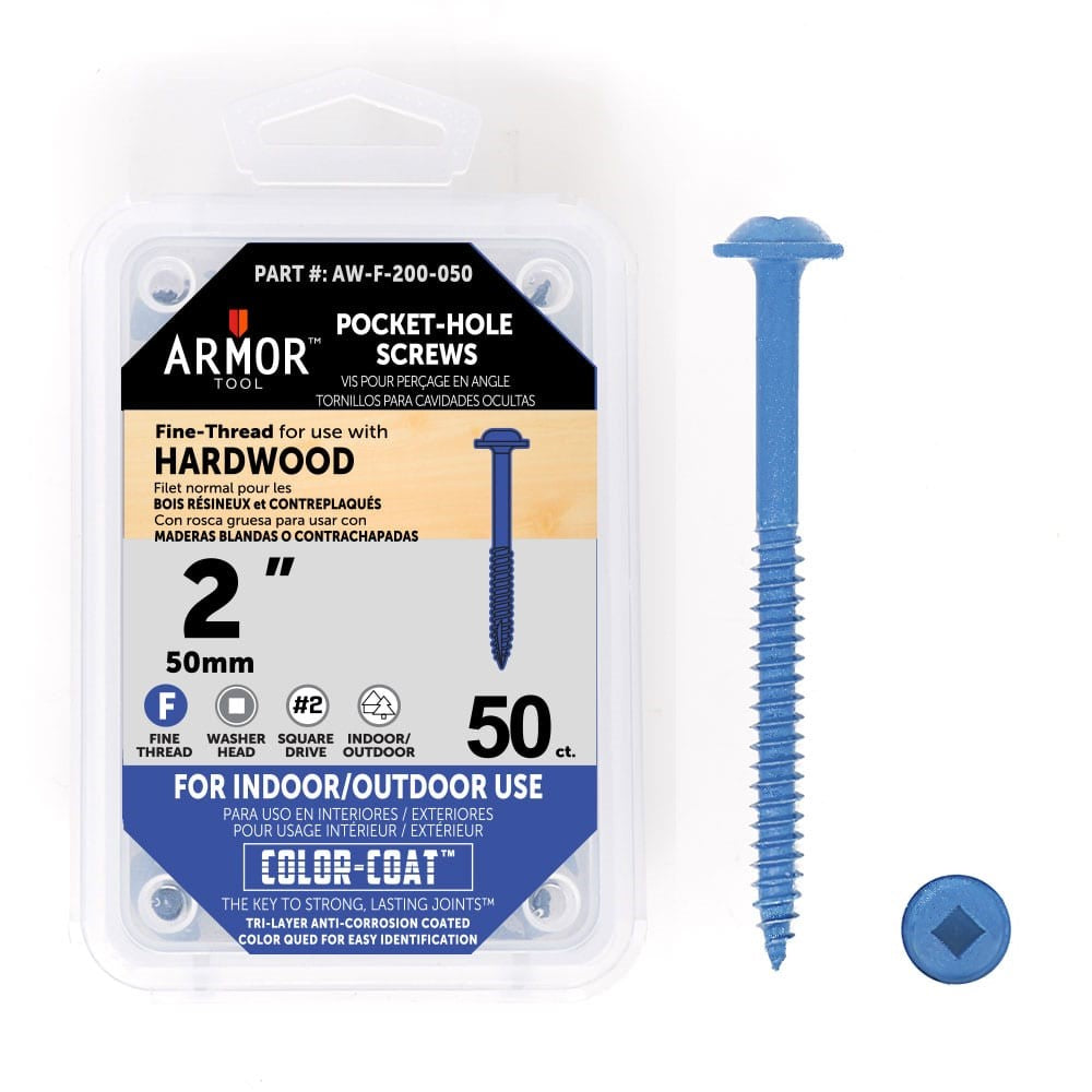 Armor Tool Pocket Hole Screws 50mm Fine Thread 50pk