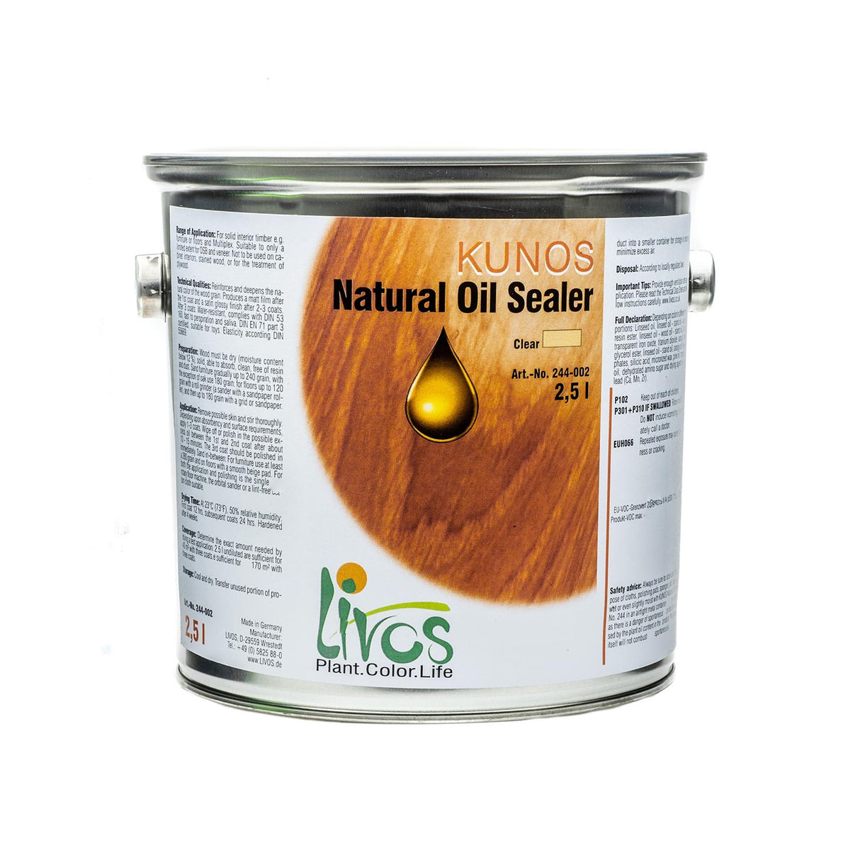 Livos KUNOS Natural Oil Sealer Water Resistant Clear Gloss Finish