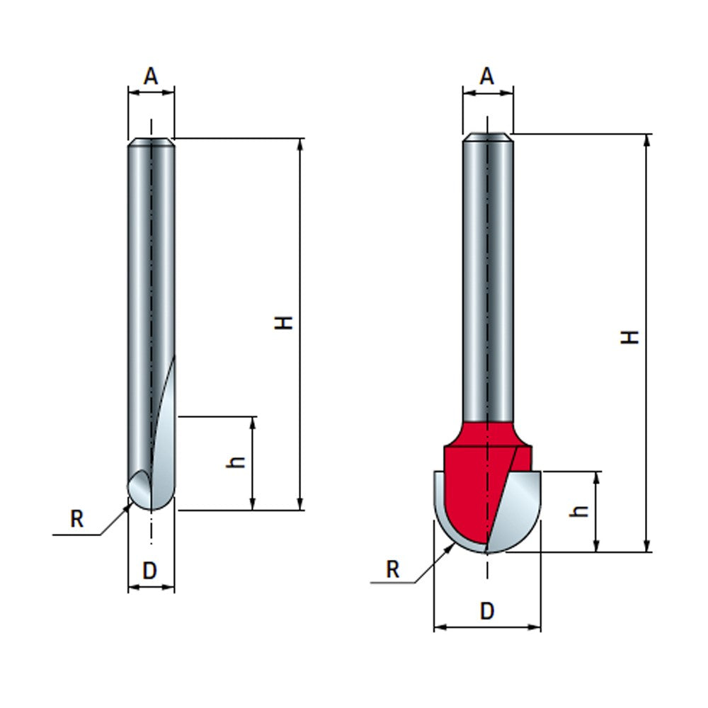 Freud Core Box and Round Nose Plunge Router Bits 1/4in Shank