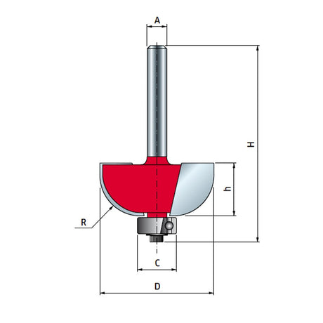 Freud 12.7mm Radius Cove Moulding Router Bit 1/4in Shank