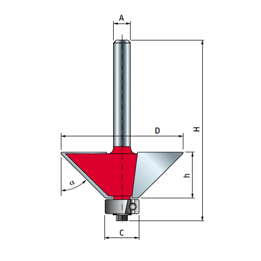 Freud Chamfer Moulding Router Bit 15 Degree Angle 1/4in Shank