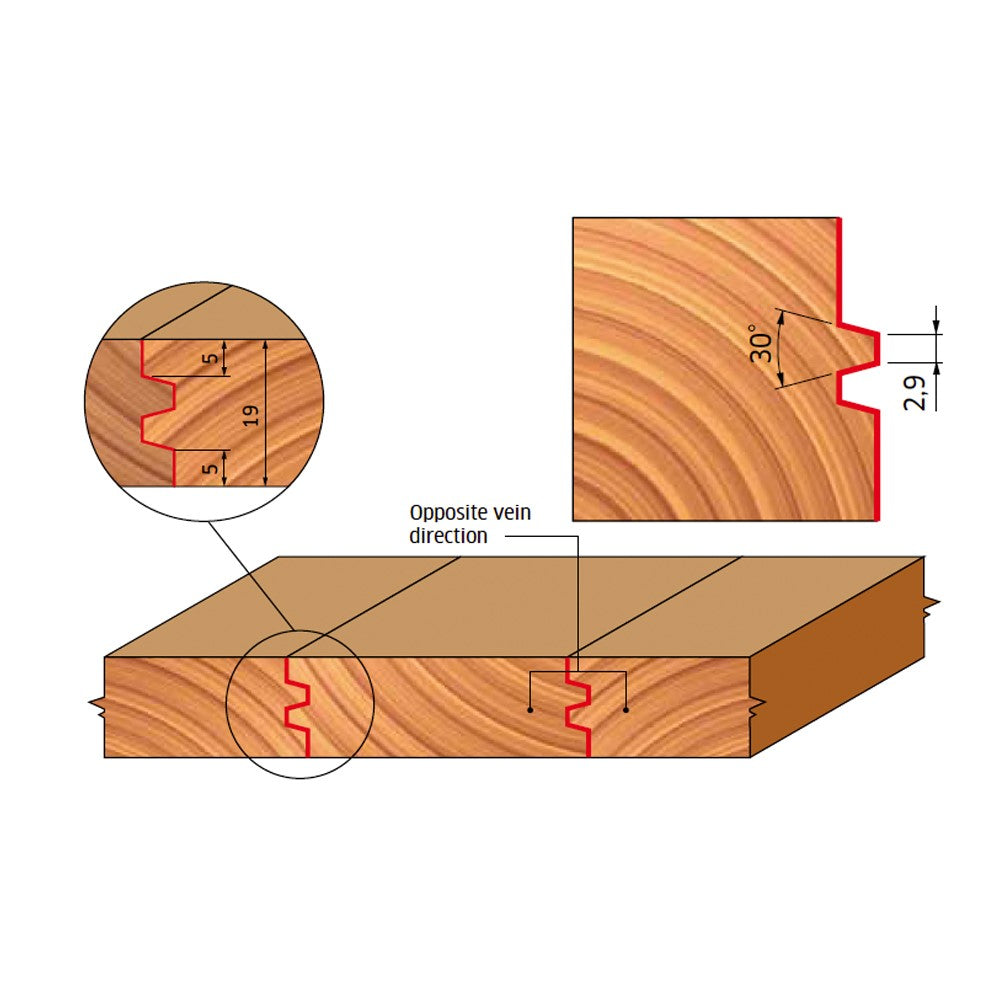 Freud Glue Joint Profile Router Bit 32mm Cutting Height 1/2in Shank