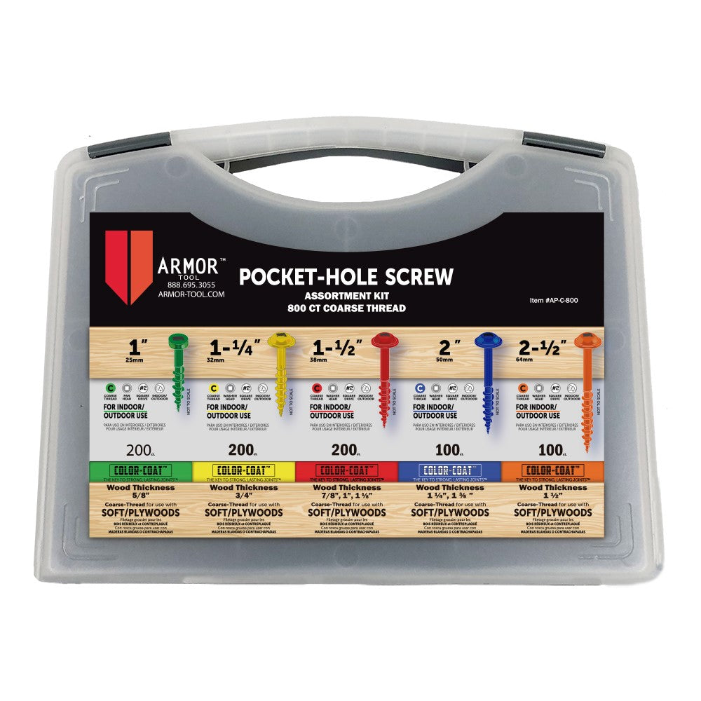 Armor Tool Pocket Hole Screws Coarse Assorted Pack of 800