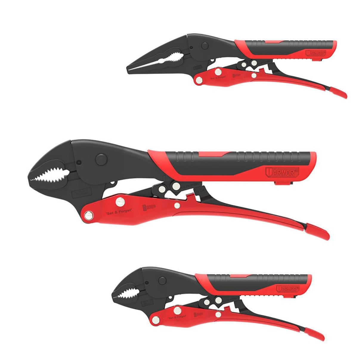 Armor Tool Set of 3 Auto Adjust Pliers Curved and Needle Nose