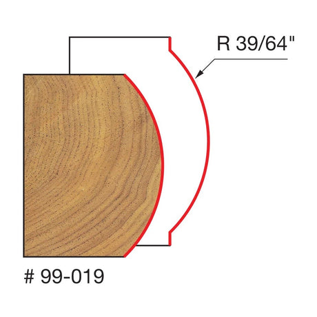 Freud Radius Convex Edge Router Bit 15.5mm Radius 1/2in Shank