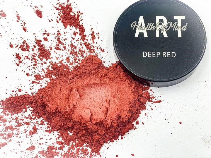 Health of Mind Art Pearlescent Pigment Mica Powder for Epoxy Resin - Deep Red 50g