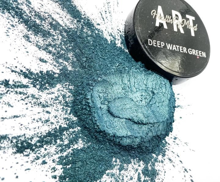 Health of Mind Art Pearlescent Pigment Mica Powder for Epoxy Resin - Deep Water Green 50g