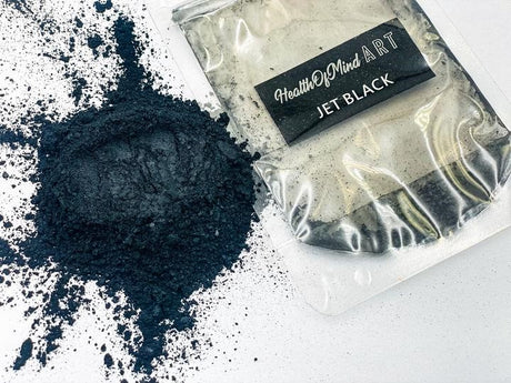 Health of Mind Art Pearlescent Pigment Mica Powder for Epoxy Resin - Jet Black 50g