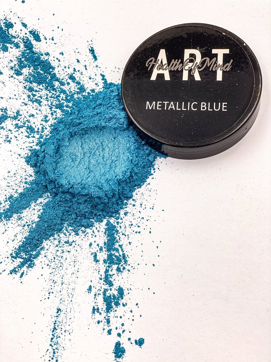 Health of Mind Art Pearlescent Pigment Mica Powder for Epoxy Resin - Metallic Blue 50g