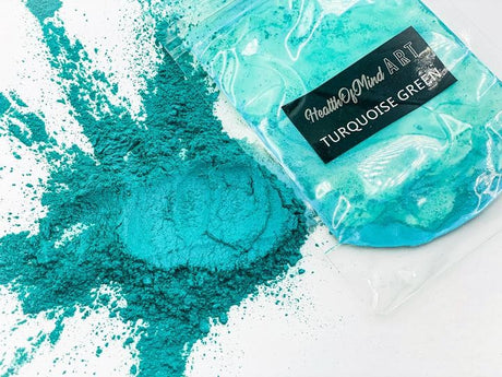 Health of Mind Art Pearlescent Pigment Mica Powder for Epoxy Resin - Turquoise Green 50g