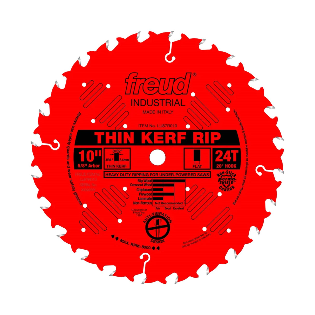 Freud Heavy-Duty Thin Kerf Rip Saw Blade 254mm Diameter 15.9mm Bore