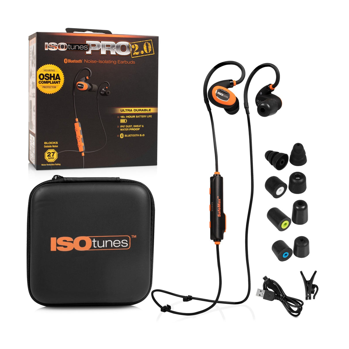 ISOtunes PRO 2.0 Bluetooth Noise-Isolating Earbuds - Safety Orange