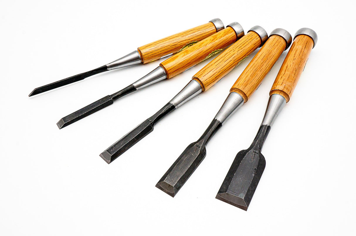 Ioroi Makers Set of 5 Oire Nomi Japanese Chisels for Wood Joinery