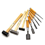 Japanese Joint Master Set of 6 Oire Nomi Chisels & 3 Genno Hammers