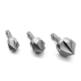 P & N Quickbit Impact Countersinks Rose Head Set of Three CR-V 1/4in Hex Shank