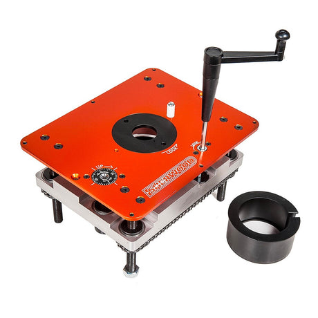 Sherwood Industrial Benchtop Router Table with Cast Iron Table, Lift & Round Body Router Motor