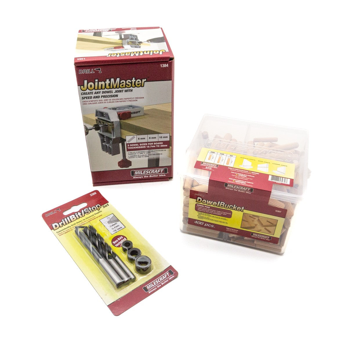 Milescraft JointMaster Dowelling Jig Adjustable Self-Centering Metric Set