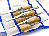 Narex Set of 6 Cryogenic Steel Cabinet Chisels Bevel Edge in Canvas Roll