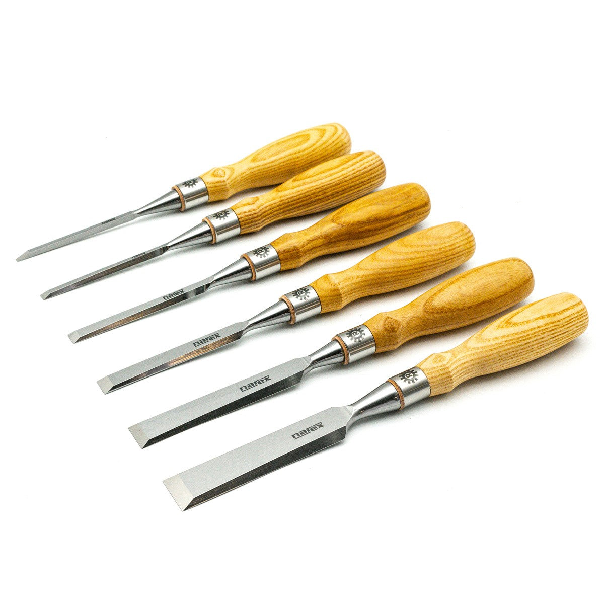 Narex Set of 6 Cryogenic Steel Cabinet Chisels Bevel Edge in Canvas Roll