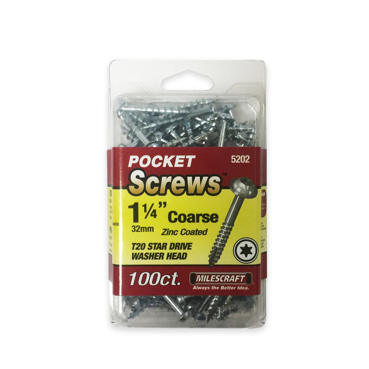 Milescraft Pocket Hole Screws - 8G 31mm Coarse Thread