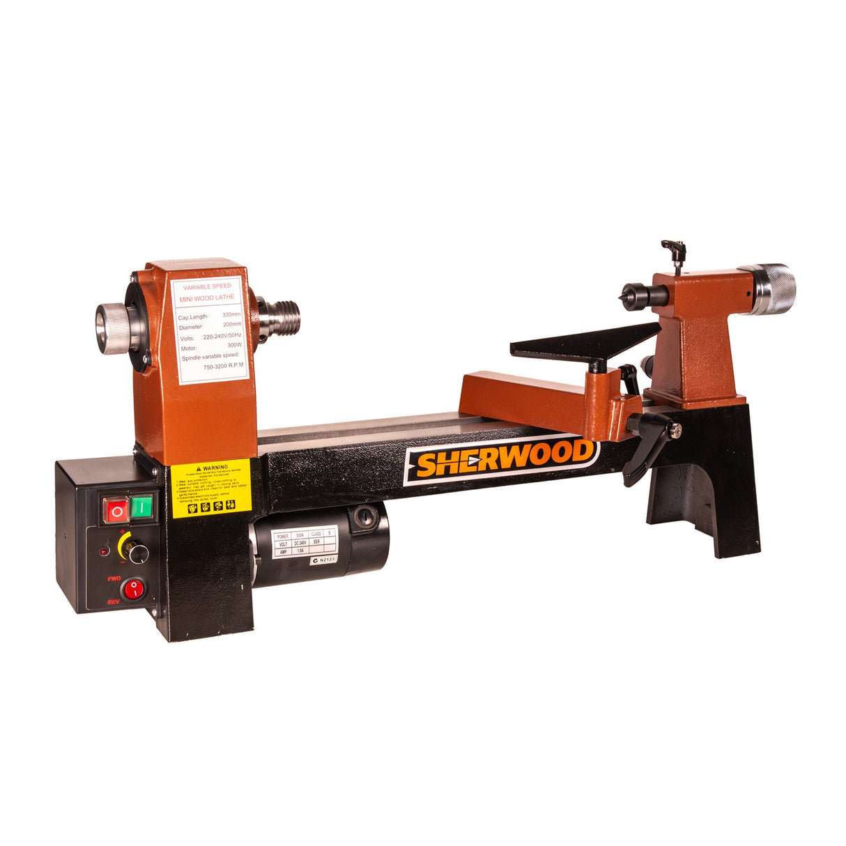 Sherwood Micro Wood Lathe 200mm Swing 300W Variable Speed