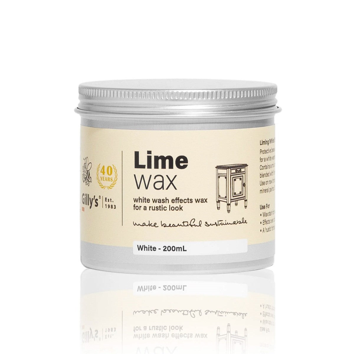 Gilly's Lime Wax Rustic Look White Effect Wax Non-Toxic 200mL