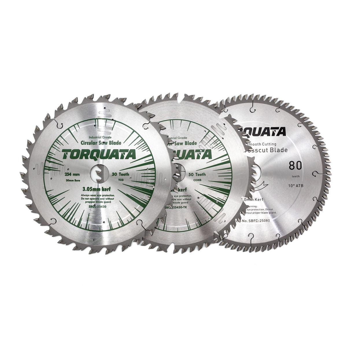 Torquata Set of 3 Woodworking Circular Saw Blades 254mm Diameter 30mm Bore