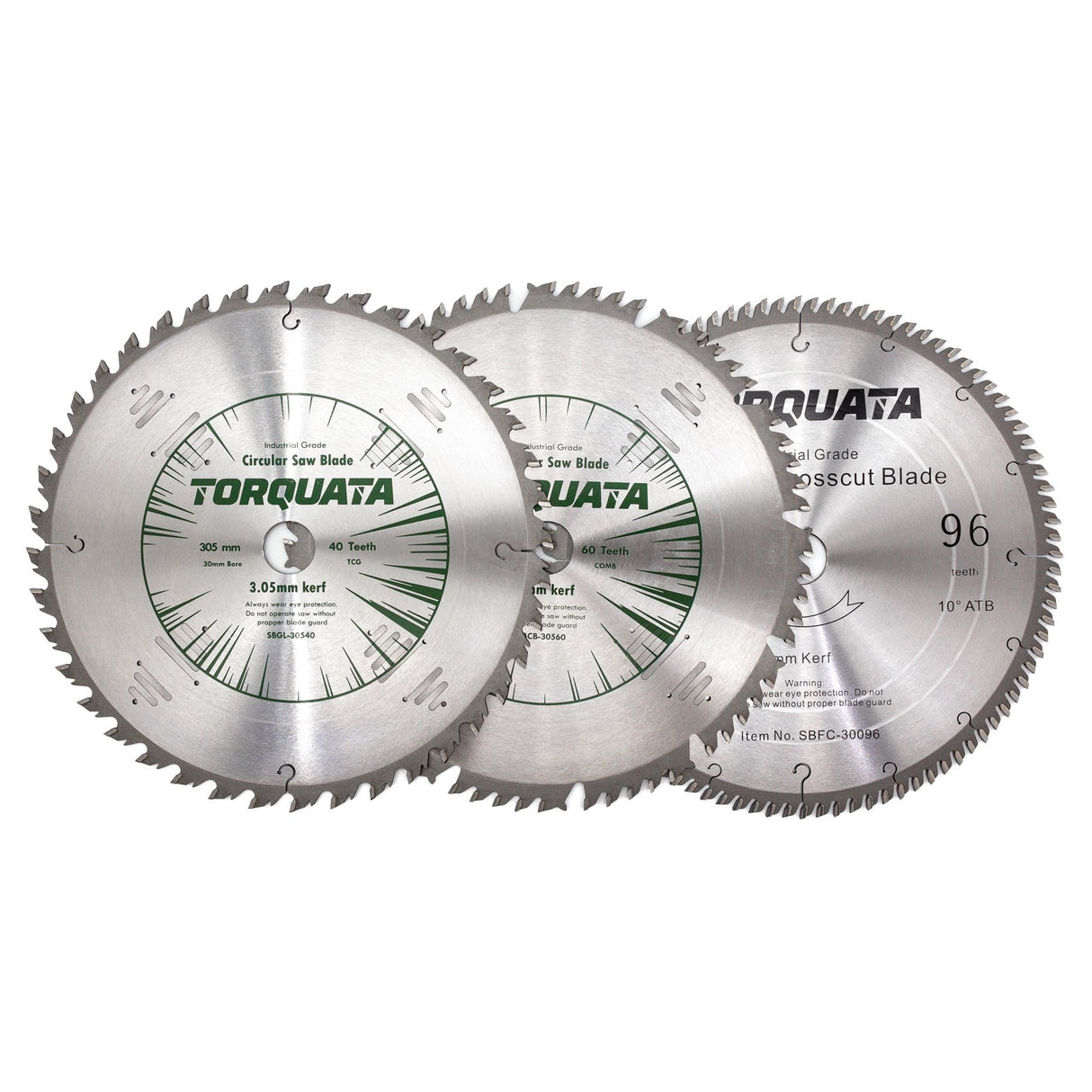 Torquata Set of 3 Thin Kerf Woodworking Circular Saw Blades 305mm Diameter 30mm Bore