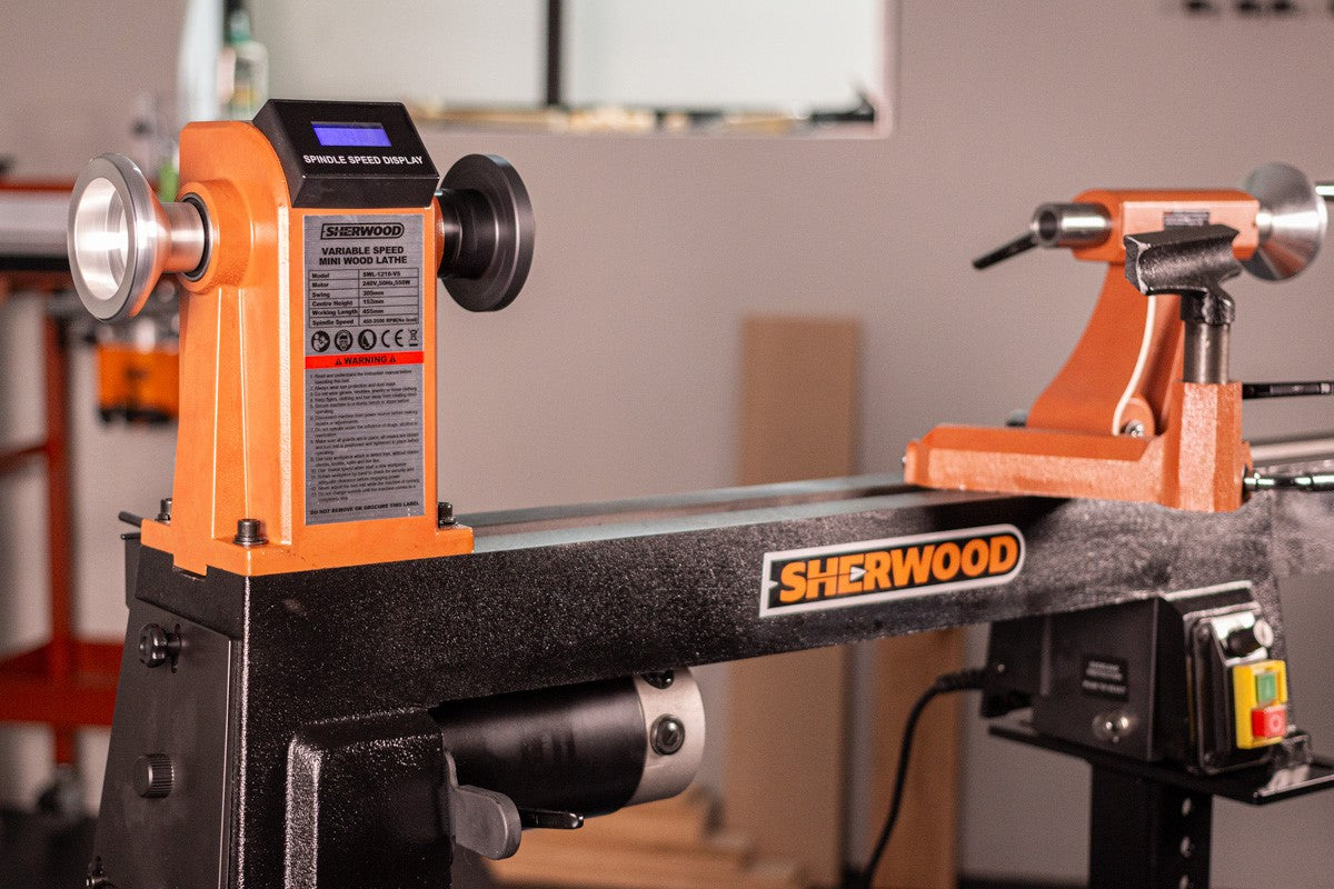 Sherwood Mini Wood Lathe 305mm Swing 550W Variable Speed