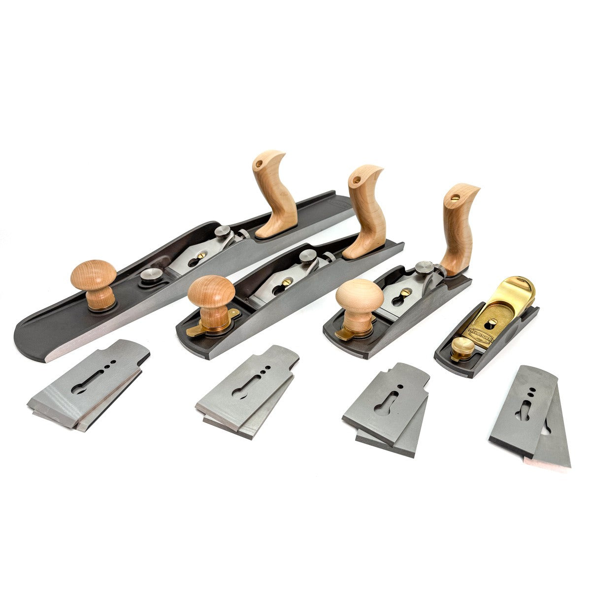 Melbourne Tool Company Low Angle Block, Jack, Smoothing & Jointing Hand Plane Set Plus Blades