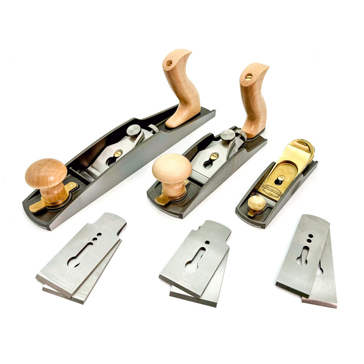 Melbourne Tool Company Low Angle Block, Jack Hand & Smoothing Plane Set Plus Blades