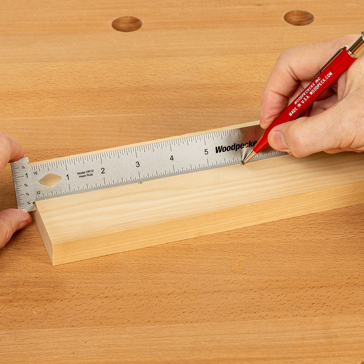 Woodpeckers Hook Rule with Rack-It - Metric Version