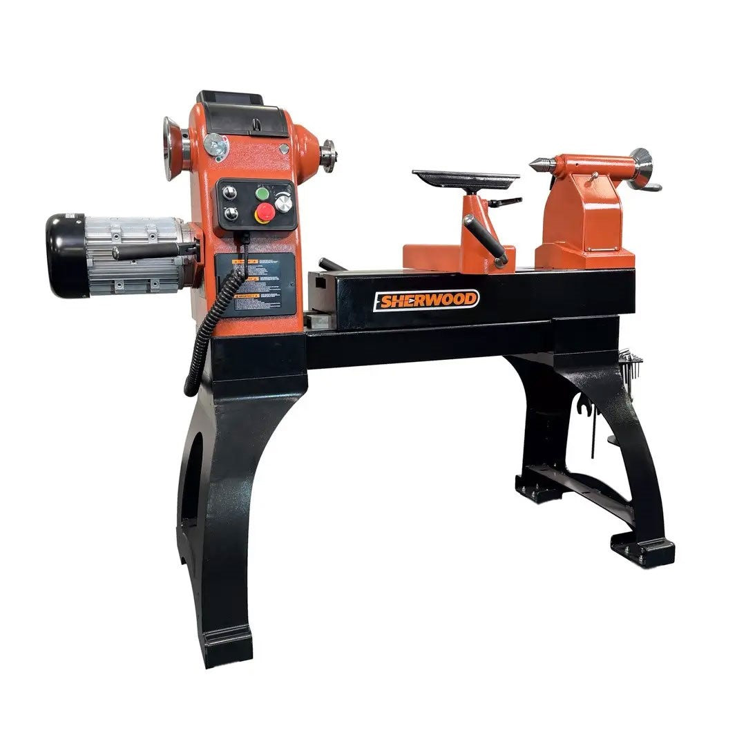 Sherwood Maxi EVS Wood Lathe 400mm Swing 2200W 3HP Three Phase with Motorised Bed