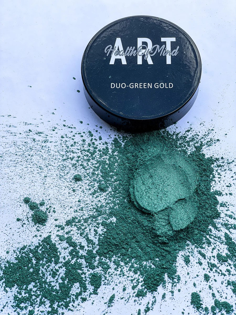 Health of Mind Art Duo Colour Pigment Mica Powder for Epoxy Resin - Green/Gold 50g