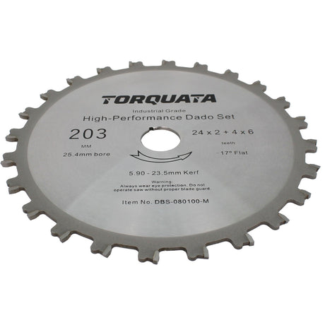 Torquata 8in Metric Dado Saw Blade Set 25.4mm 1in Bore includes Shims & Chippers