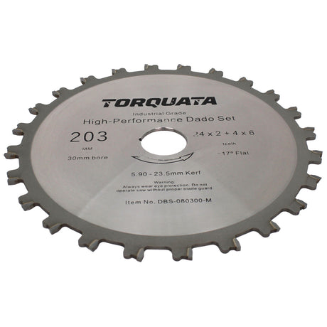 Torquata 8in Metric Dado Saw Blade Set 30mm Bore includes Shims & Chippers