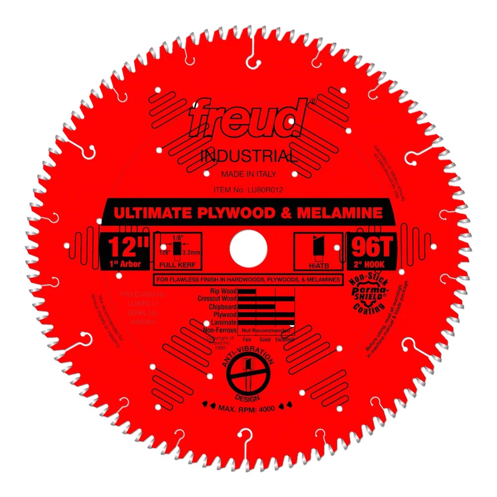 Freud Ultimate Plywood & Melamine Circular Saw Blade 305mm Diameter 25.4mm Bore 96 Teeth