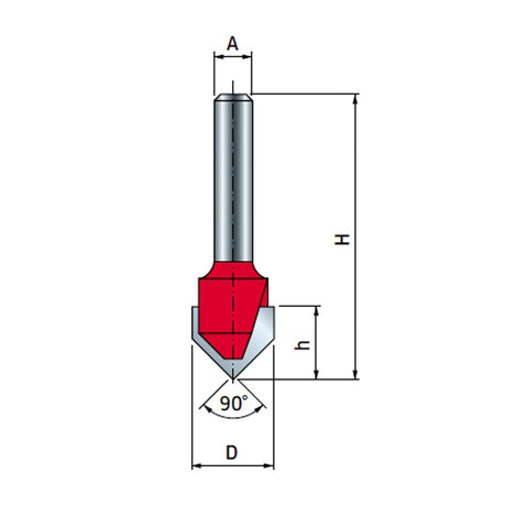 Freud V Groove Router Bits 90 Degree Angle 1/2in Shank