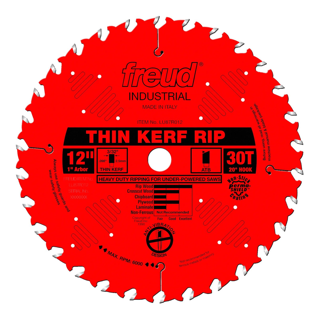 Freud Heavy Duty Thin Kerf Rip Saw Blade 305mm Diameter 25.4mm Bore